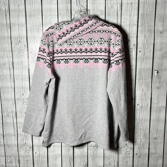 Talbots petite gray snowflake offset neckline sweater size XLP - Picture 7 of 9